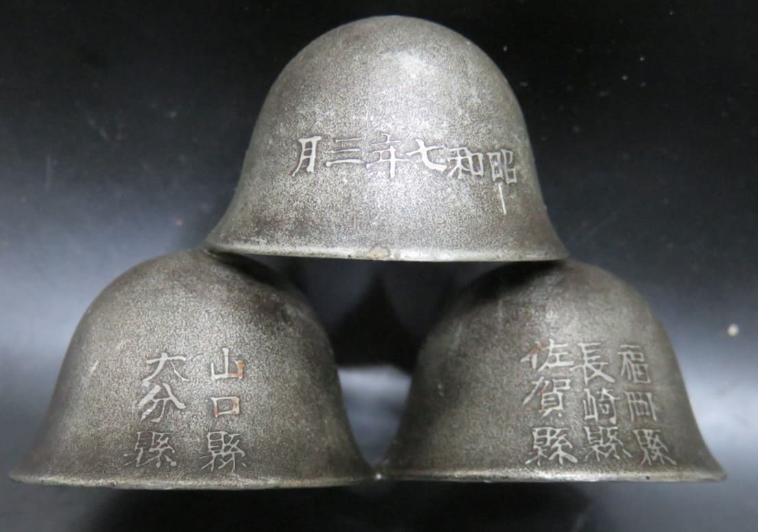 1932 Manchurian  Incident Triumphal Return Commemorative Three Soldier's Helmets Paperweight.jpg