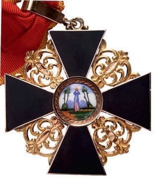 1st 2nd  class St. Anna order cross of black flat enamel from 1908+ time period.jpg