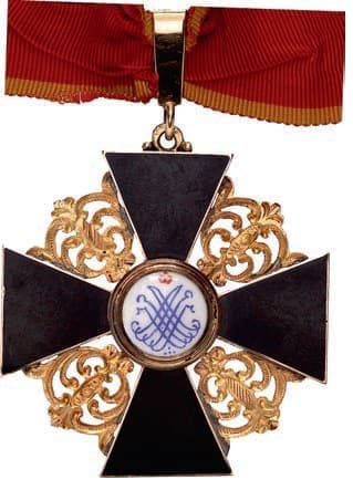 1st 2nd class  St. Anna order cross of black flat enamel from 1908+ time period.jpg