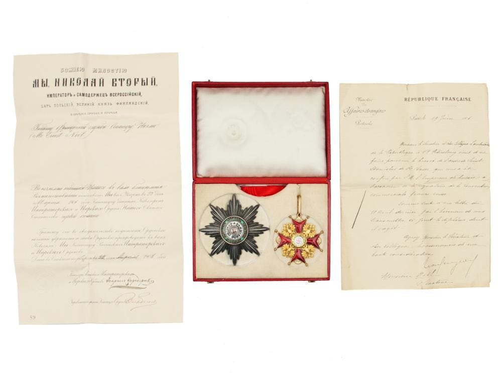 1st class Order of Saint Stanislaus  awarded  in 1906 to Senator Ernest Noël.jpg