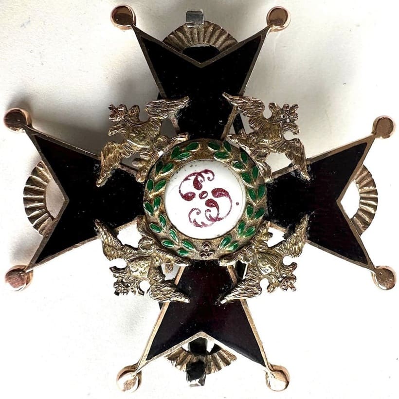 2nd class cross of Saint Stanislaus order of flat black enamel and small eagles.jpg