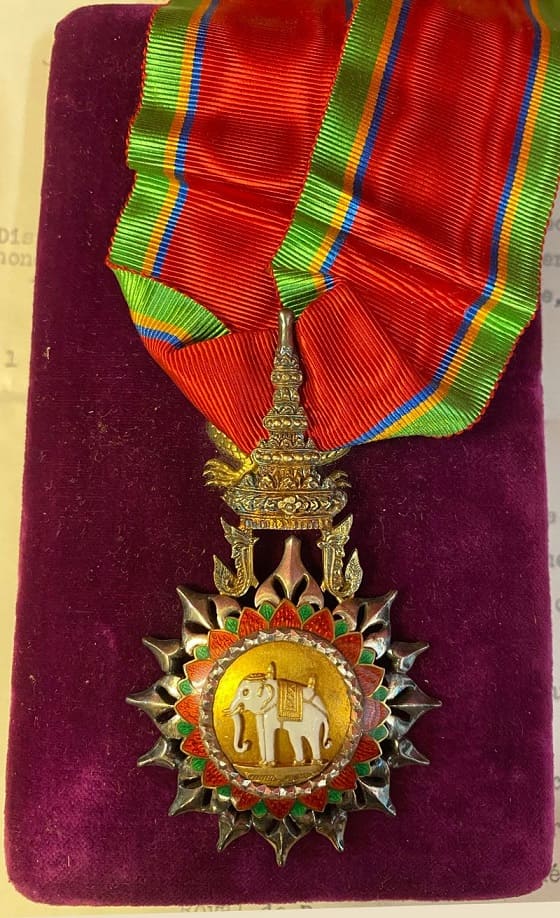 3rd class  (Commander) Order of White Elephant awarded in 1926.jpg