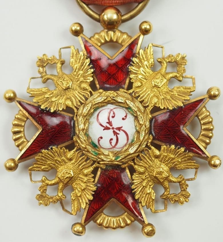 3rd class cross of St. Stanislaus order in gold France.jpg