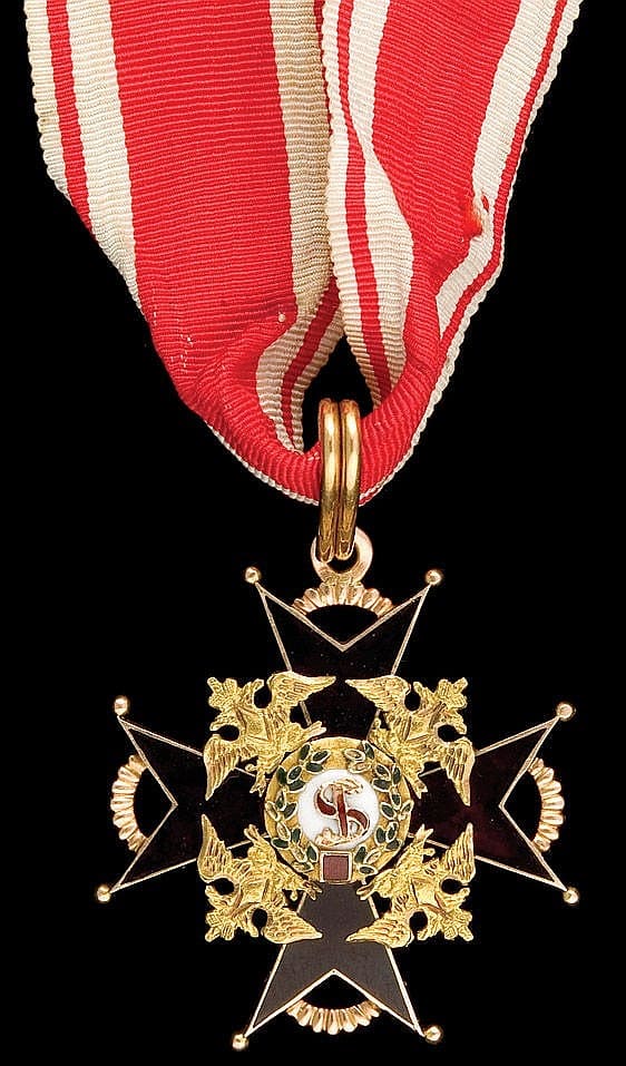 3rd class Order  of St. Saint Stanislaus with flat black dark cherry enamel.jpg