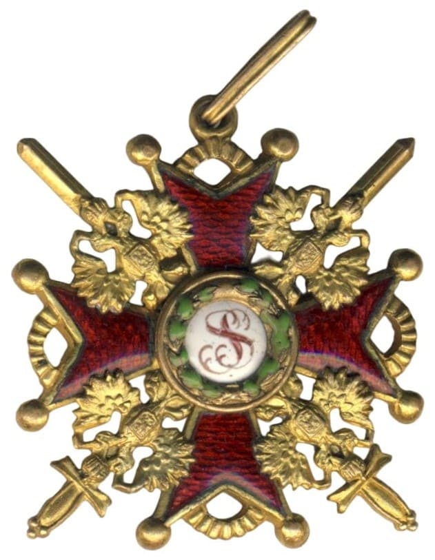 3rd class Order of St. Stanislaus with Swords made by Eduard workshop in Gilded  Bronze.jpg