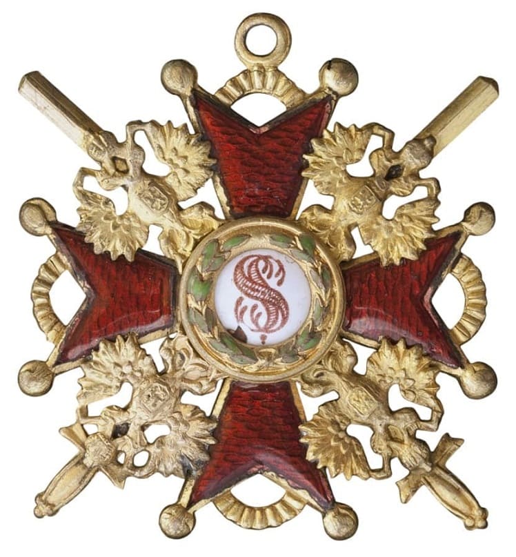 3rd class Order of St. Stanislaus with Swords made by Eduard workshop in Gilded  Bronze.jpg