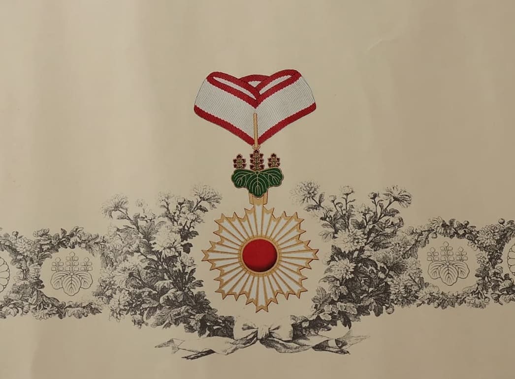 3rd  class Rising Sun order awarded in 1966 to Chojiro Kuriyama.jpg