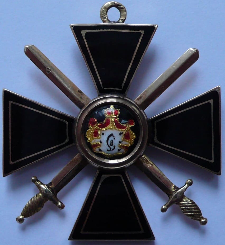 4th class Saint Vladimir order of flat black enamel with swords.jpg