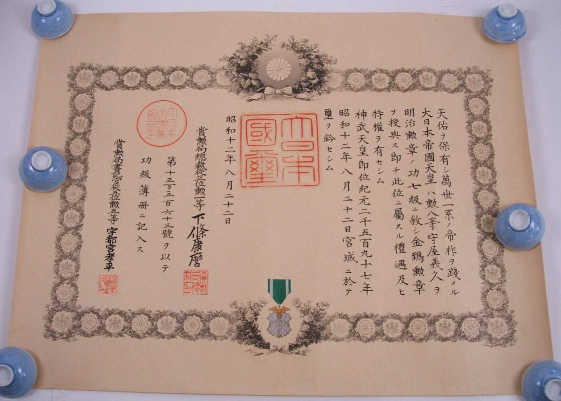 7th class Golden Kite order awarded in 1937  to Moriya Yoshihisa.jpg