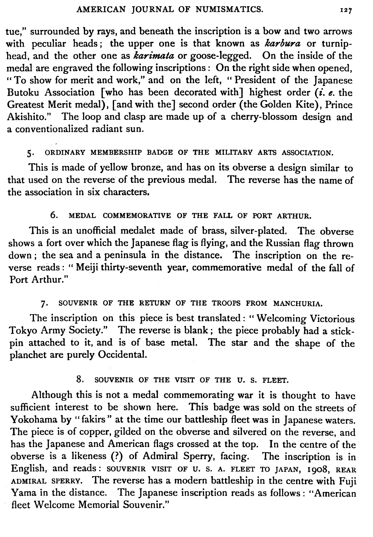 American Journal of  Numismatics  Modern Japanese War Medals and  Badges  1911.jpg