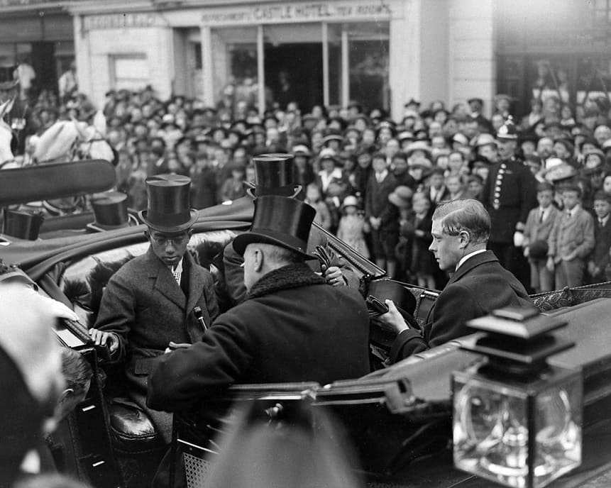 Arriving with the Prince of Wales to receive an address of welcome in Windsor.jpg