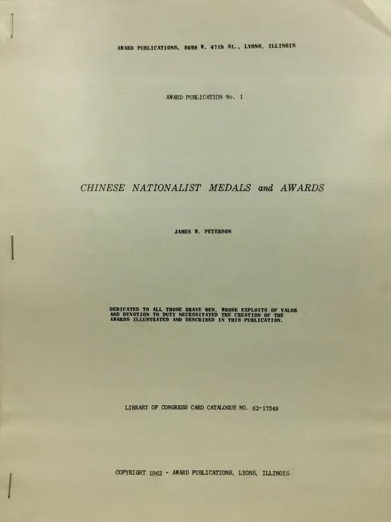 Chinese Nationalist Medals and Awards by James W. Peterson - 1962.jpg