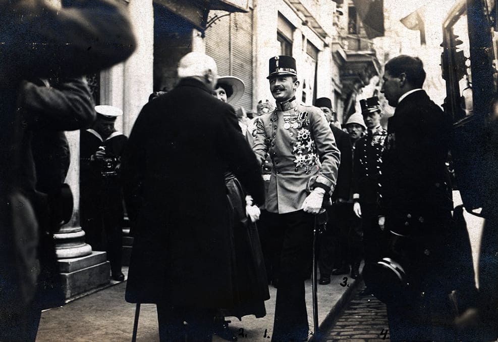 Emperor and King Charles in Constantinople, among his decorations with the Grand Cross (1918).jpg