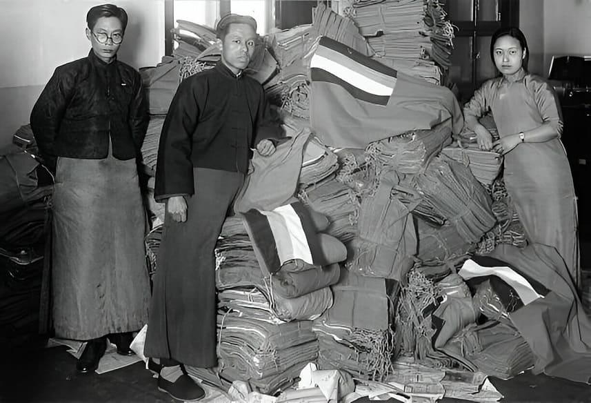 February 18, 1933. Depot with the national flags of Manchukuo.jpg