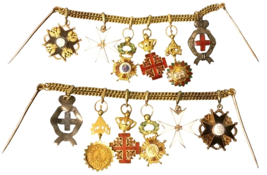 Group of miniatures with St. Stanislaus order with black flat enamel.jpg