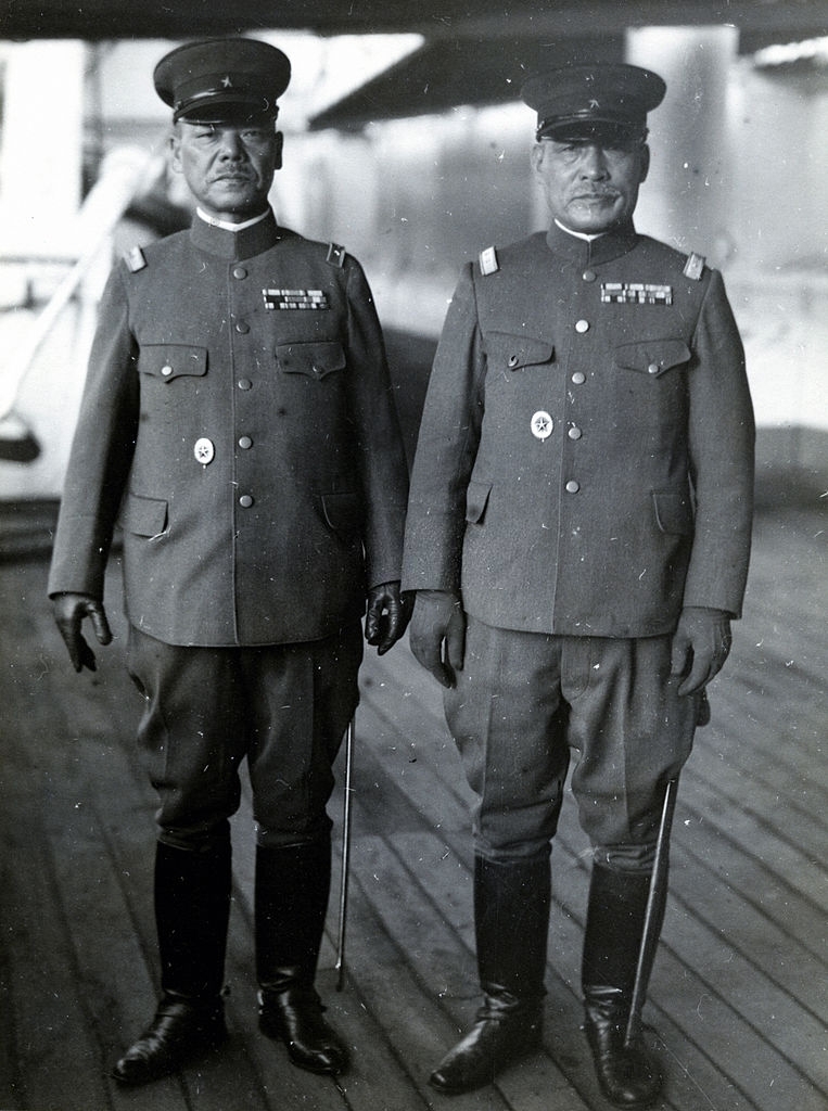 Japanese Imperial Army Kwantung Army lieutenant general Kuniaki Koiso (L) is seen in March 1934 in Japan.jpg