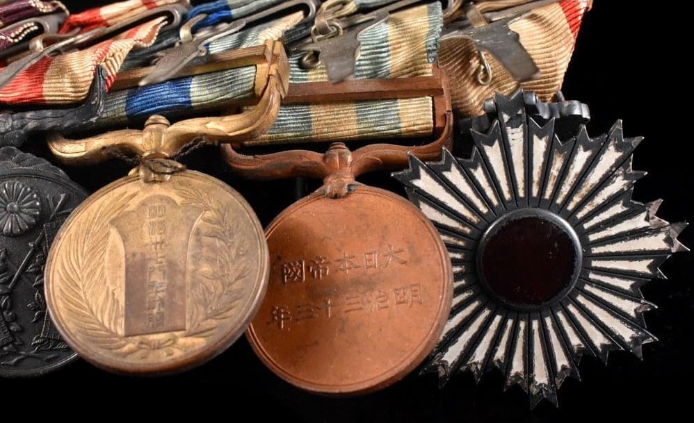 Japanese Medal bar with  6th class Rising Sun order.jpg