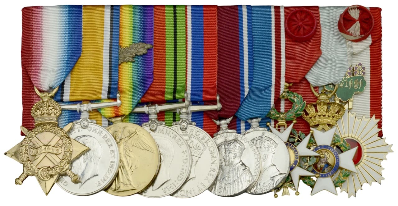 Medal bar of Adjutant-General of the Royal Marines Sir William Godfrey.jpg