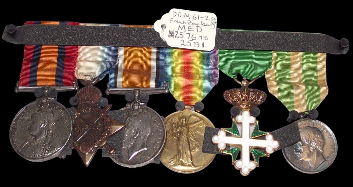 Medal bar of Paymaster Rear Admiral Frederick Arthur Frith Banbury.jpg