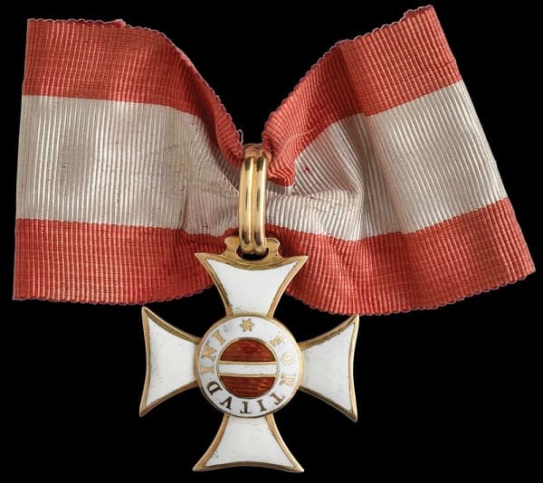 Military Order of Maria Theresa awarded to Major-General Sir Frederick Adam in 1815.jpg