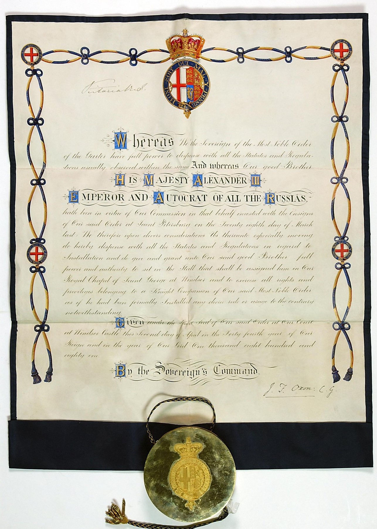 The Most Noble Order of the Garter of Emperor Alexander III | Medals of ...