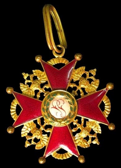 Order of Saint Stanislaus 3rd class in gilded bronze French manufacture.jpg