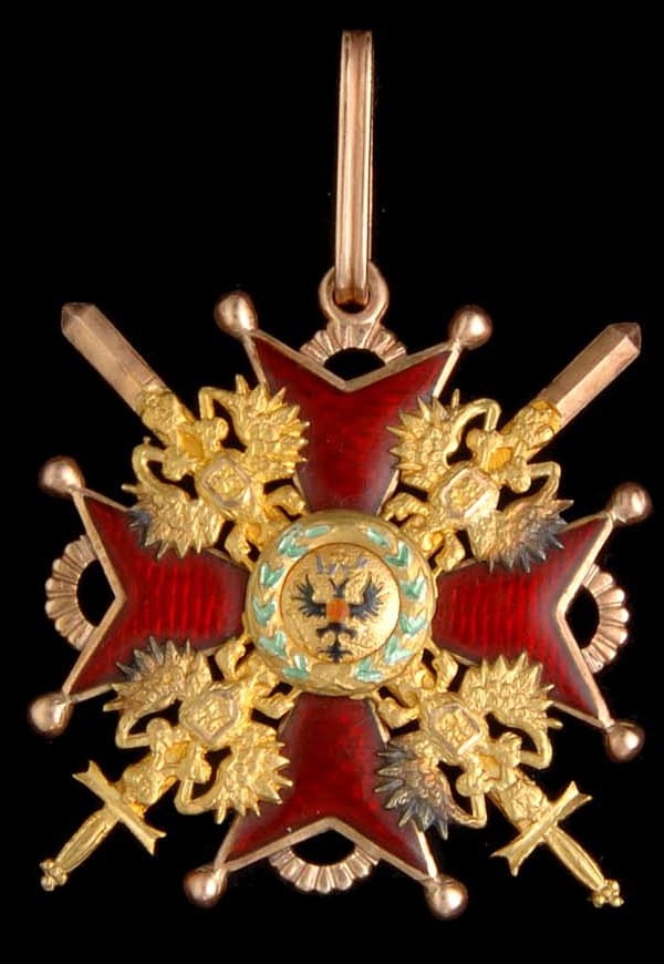 Order of St Stanislaus, Military Division, Second Class, non-Christian neck badge.jpg