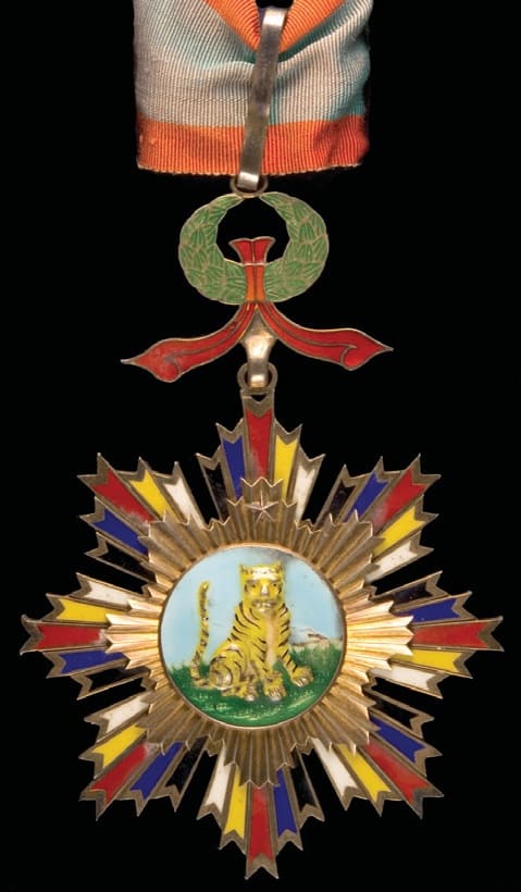 Order of the Striped Tiger, Third Class neck badge, width 71mm [awarded March 1921].jpg