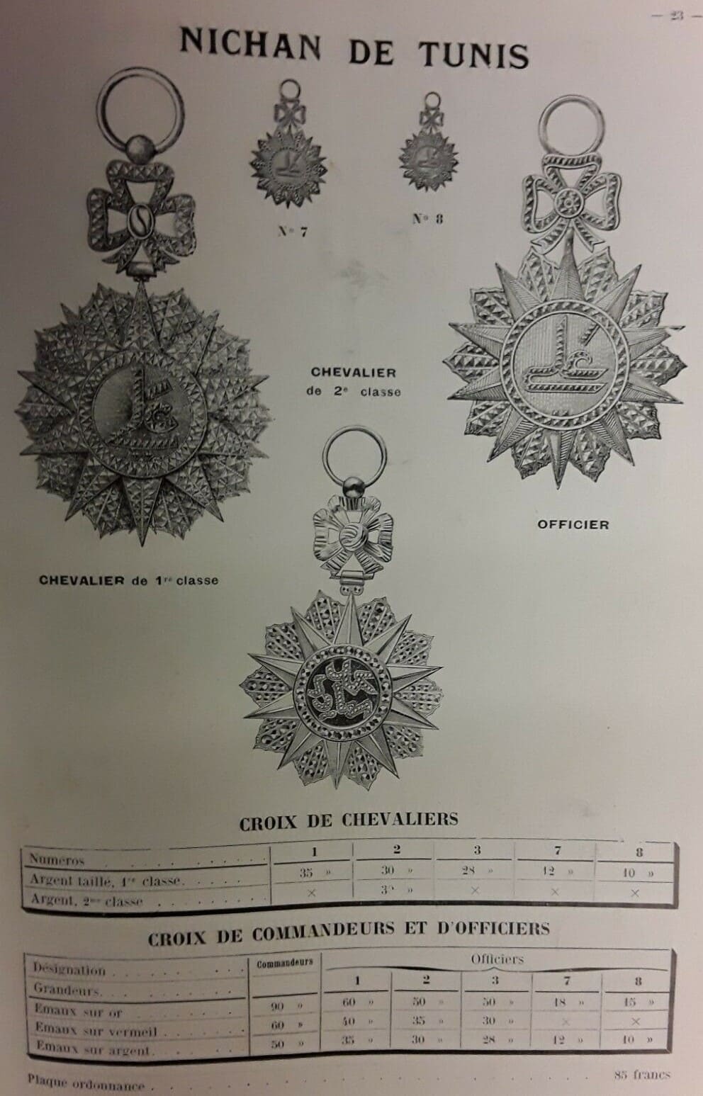 Orders of Nichan Iftikhar in 1912  catalogue of Arthus Bertrand.jpg