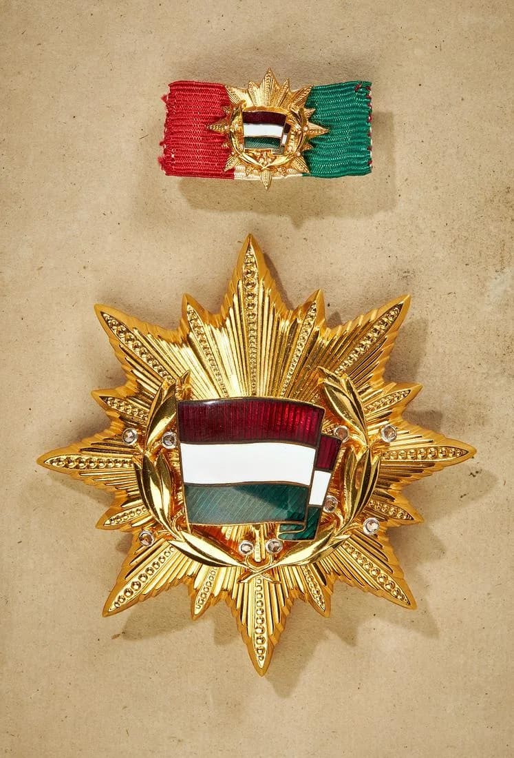 People's Republic of Hungary Flag Order, special grade in brilliants awarded to Erich Honecker.jpg