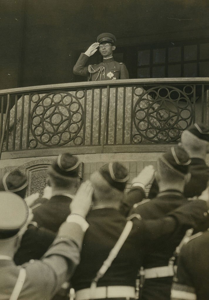 Prince Chichibu salutes on the stage during the Hitler Youth.jpg