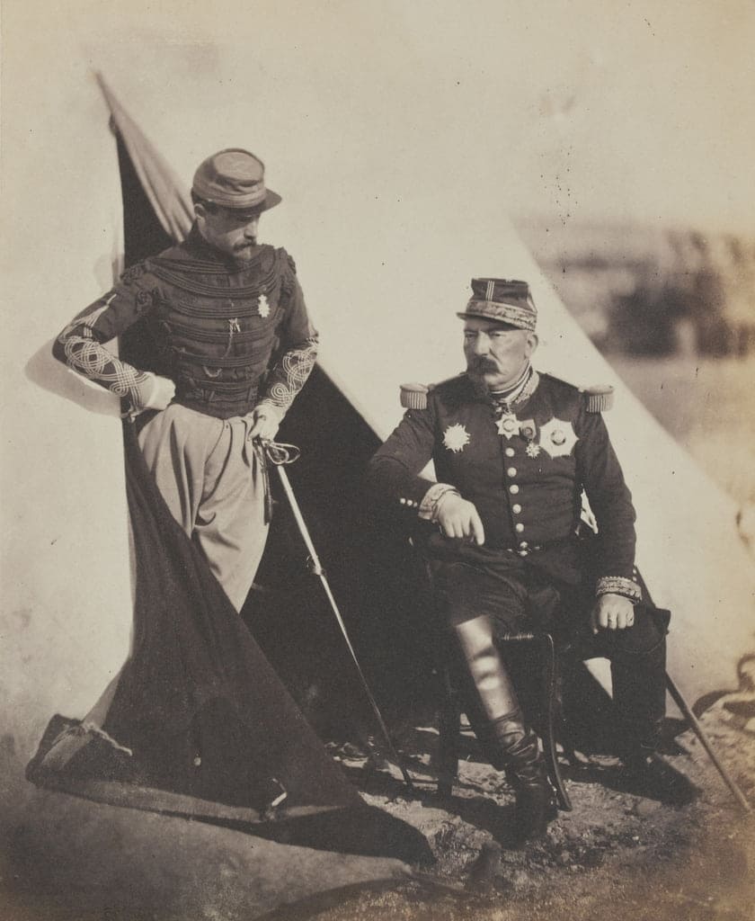 Roger Fenton - General Pierre Bosquet (1810-61) and Captain Dampierre from an alburm of 52 photographs associated with the Crimean War  - (MeisterDrucke-185076).jpg