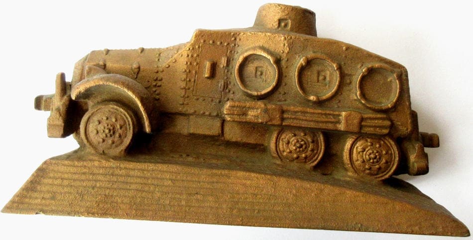 South Manchurian Railway Company Manchurian Incident Commemorative Sumida Railway Armored Car Paperweight.jpg