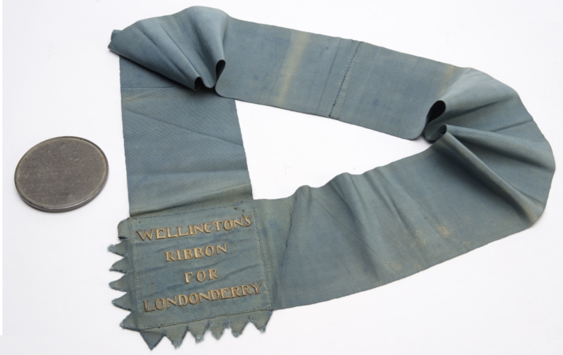The Most Noble Order of the Garter, sash riband, laid on in gilt letters 'Wellington's Riband for Londonderry'.jpg