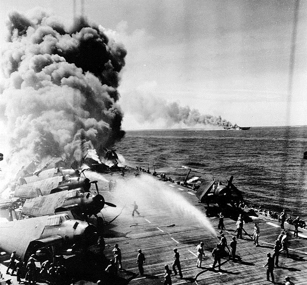 USS Belleau Woods CVL-24 after being damaged on 30 October 1944..jpg
