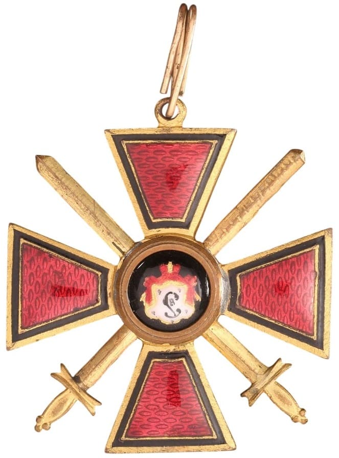 Знак ордена Святого равноапостольного князя Владимира III степени с мечами.jpg
