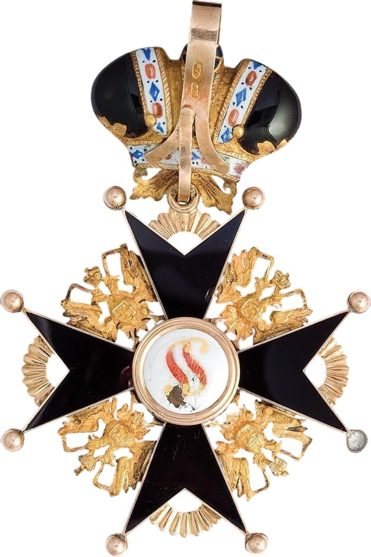 Знак ордена Святого  Станислава 1-й 2-й степени с короной Ивана Осипова .jpg