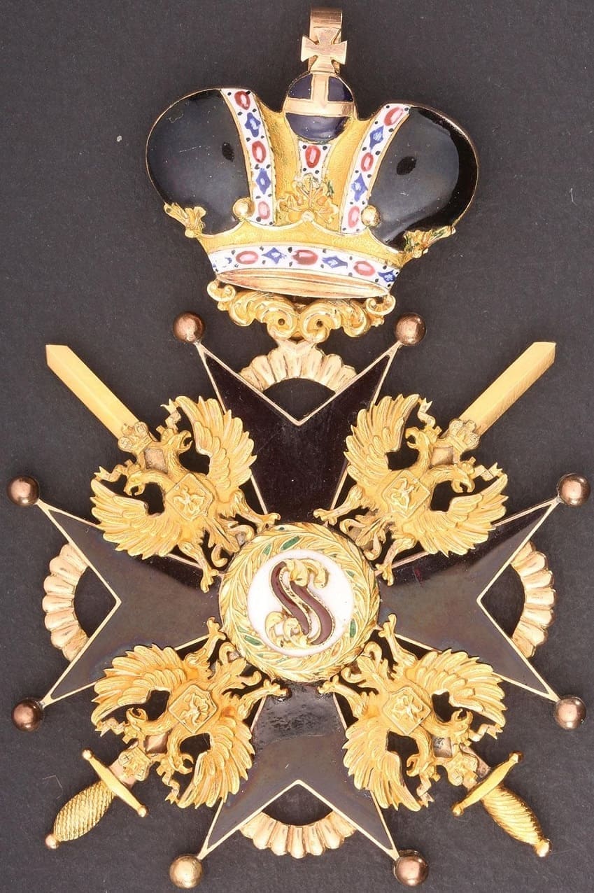 Знак ордена Святого Станислава 1-й степени с короной и мечами клеймо PL.jpg