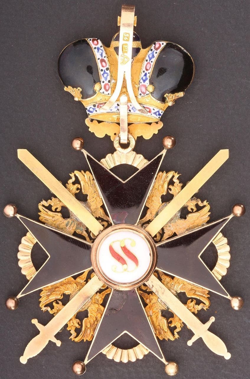 Знак ордена Святого  Станислава 1-й степени с короной и мечами клеймо PL.jpg