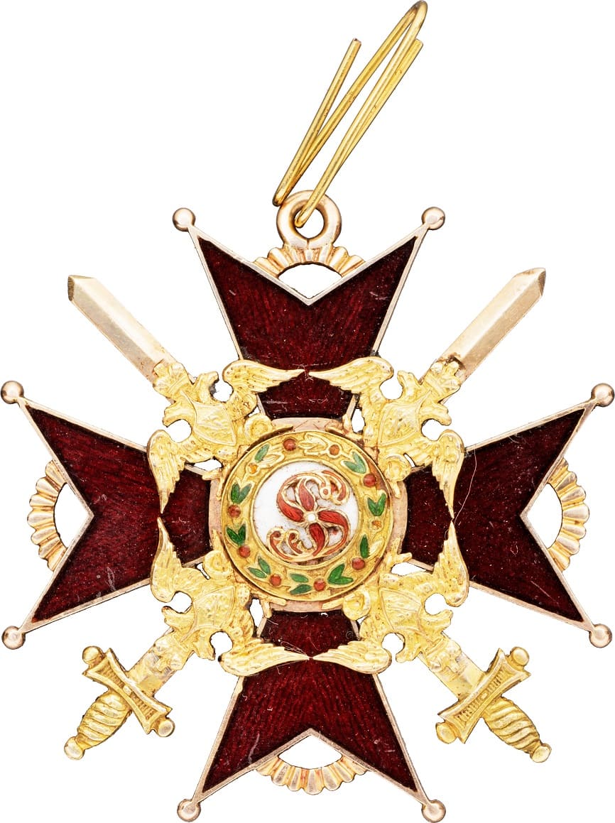 Знак ордена Святого Станислава 2-й степени чёрной эмали с мечами..jpg
