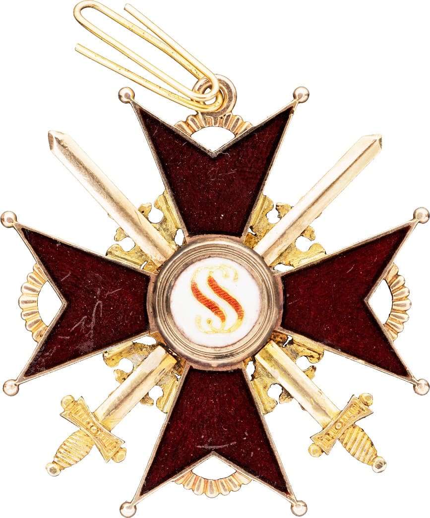 Знак ордена Святого  Станислава 2-й степени чёрной эмали с мечами..jpg