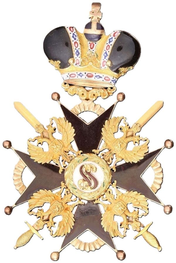 Знак ордена Святого Станислава 2-й степени с короной и мечами PL.jpg
