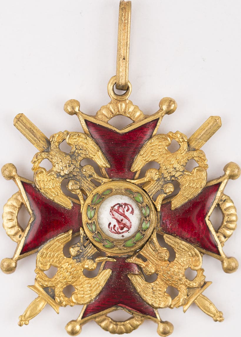 Знак ордена Святого Станислава 2-й степени, с мечами, периода Временного Правительства.jpg