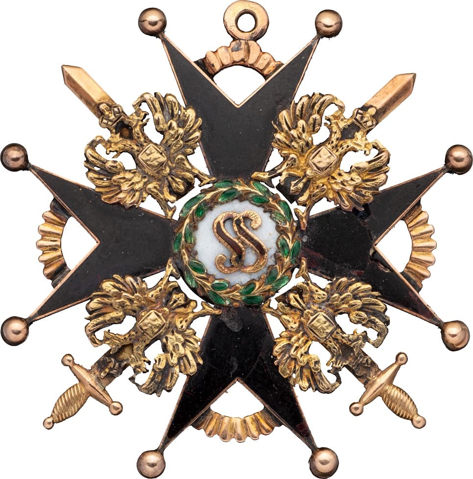 Знак ордена Святого Станислава 3-й степени черной эмали с мечами AW.jpg