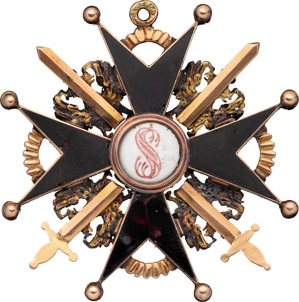 Знак ордена Святого  Станислава 3-й степени черной эмали с мечами AW.jpg