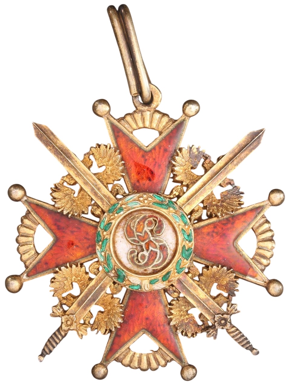 Знак ордена Святого Станислава  III степени с  мечами Франция.jpg