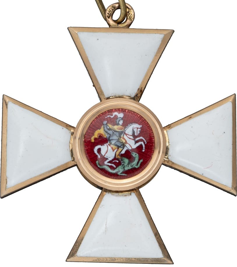 Знак ордена Святого Великомученика и Победоносца Георгия 4-й степени клеймо  Н.А.jpg