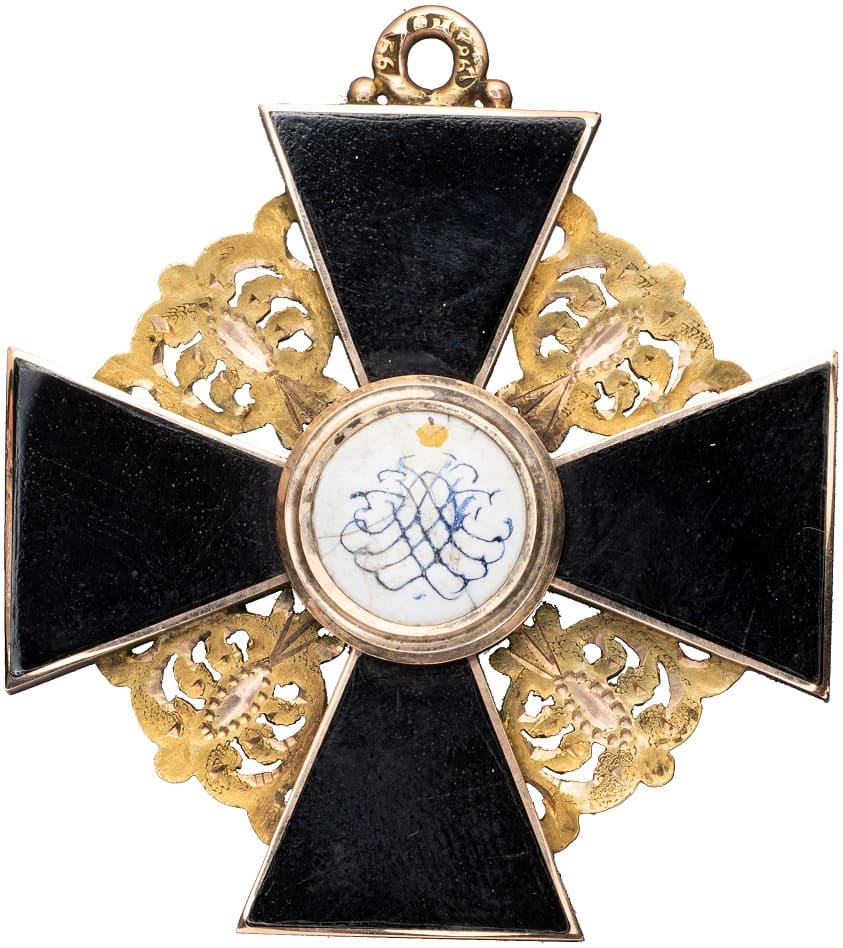 Знак  ордена Святой Анны 3-й степени темной эмали мастерская И.В.Осипова.jpg
