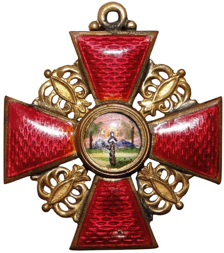 Знак ордена Святой Анны III степени 1916-1917 гг.  Фирма «Дмитрий Осипов».jpg
